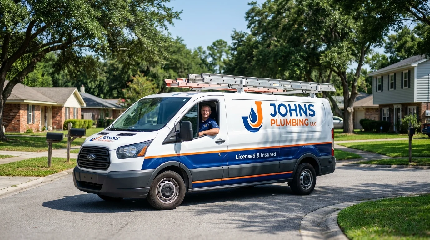 Johns Plumbing LLC service van in Eastlake, OH