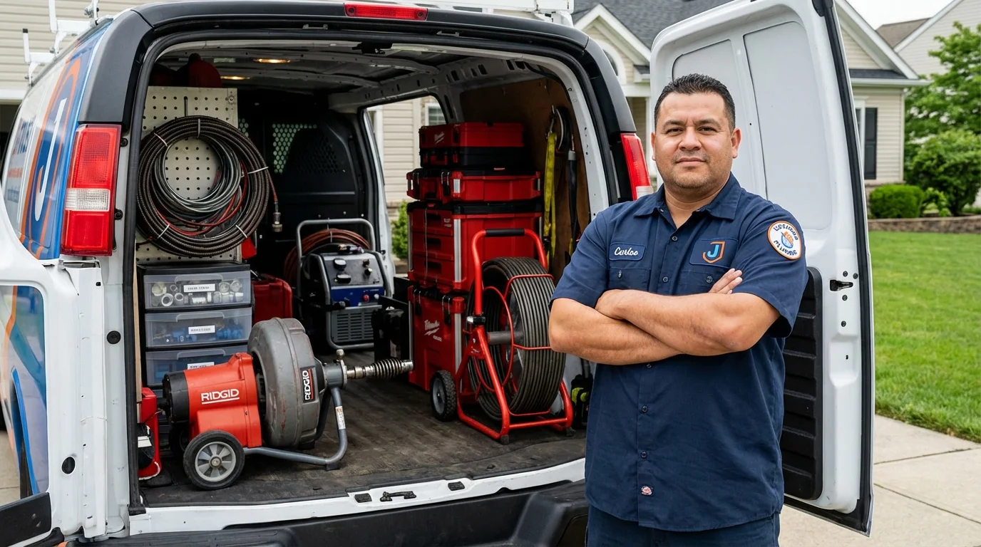 Professional drain cleaning equipment and Johns Plumbing LLC plumber in Eastlake