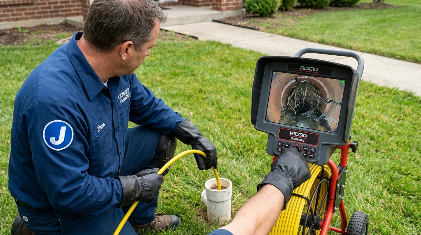 Sewer camera inspection being performed by Johns Plumbing LLC in Eastlake