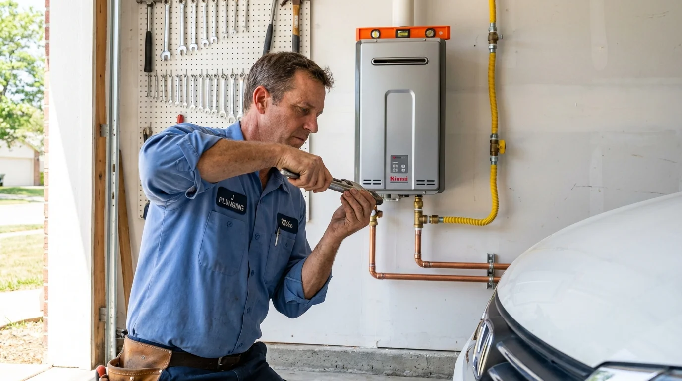 Tankless water heater installation by a Johns Plumbing LLC plumber in Eastlake